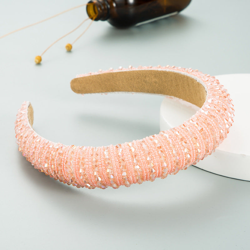 Handmade Beaded Hair Band - Wide Edge