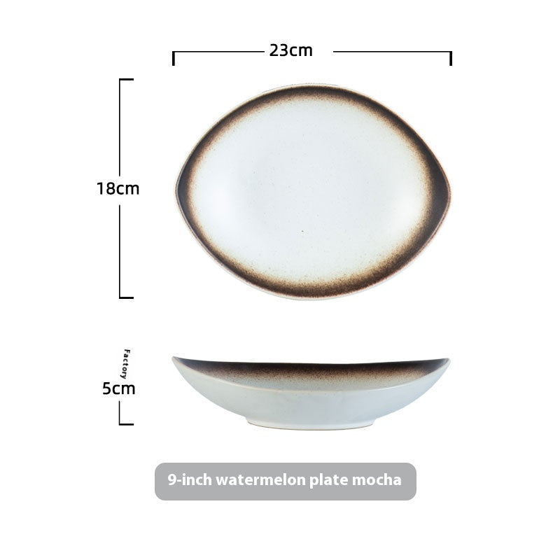 Oval Ceramic Salad Plate - Irregular Shape, 9 & 10 Inch Options, Multiple Colors
