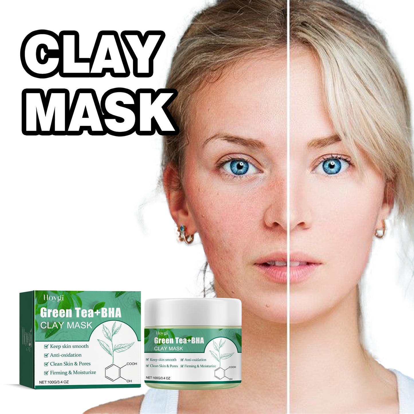 Green Tea Deep Cleansing Mud Mask - Blackhead Removing & Hydrating Facial Care