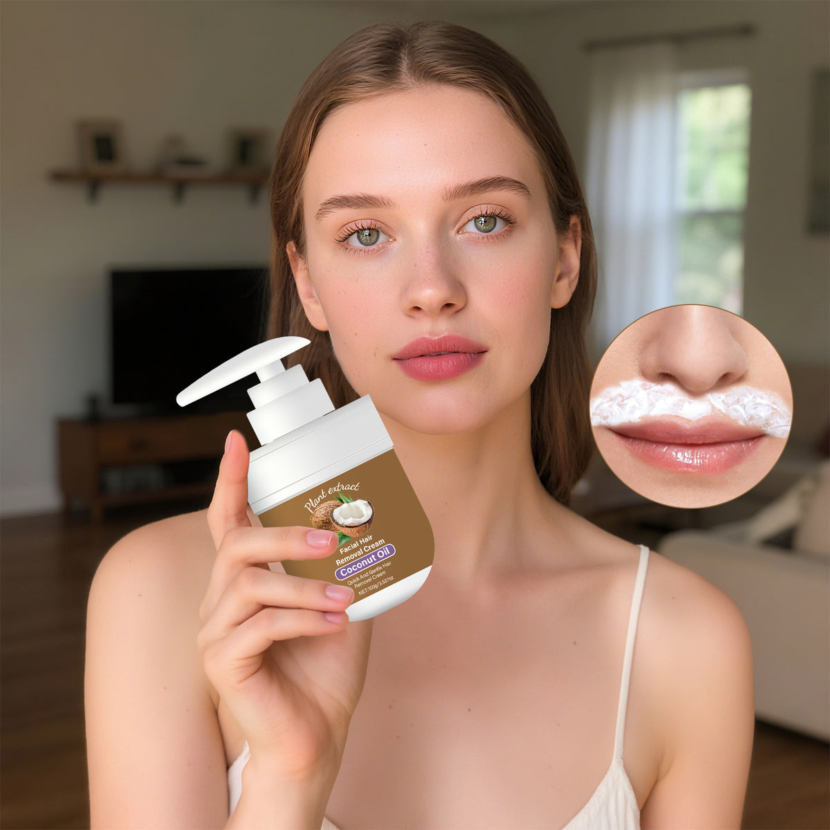 Coconut Oil Facial Hair Removal Cream - Gentle & Non-Irritating 100ml
