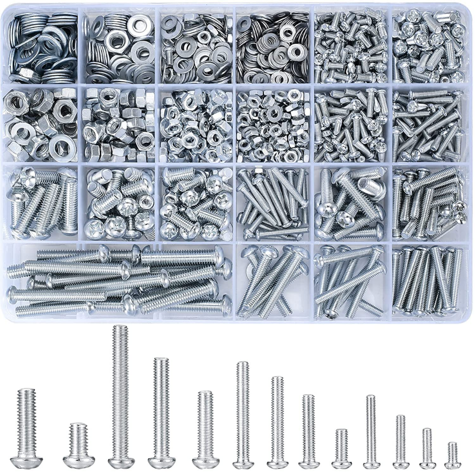 1080-Piece Metric Screws, Bolts, and Nuts Assortment Kit