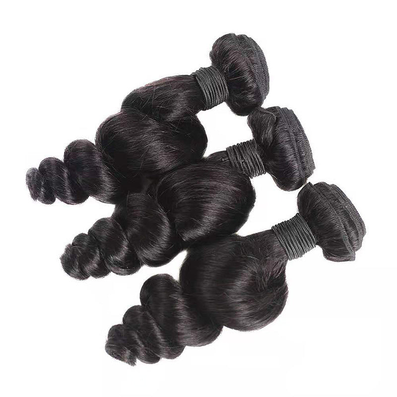 Women's Black Human Hair Weft - Pre-Colored Loose Wave Hair Extensions