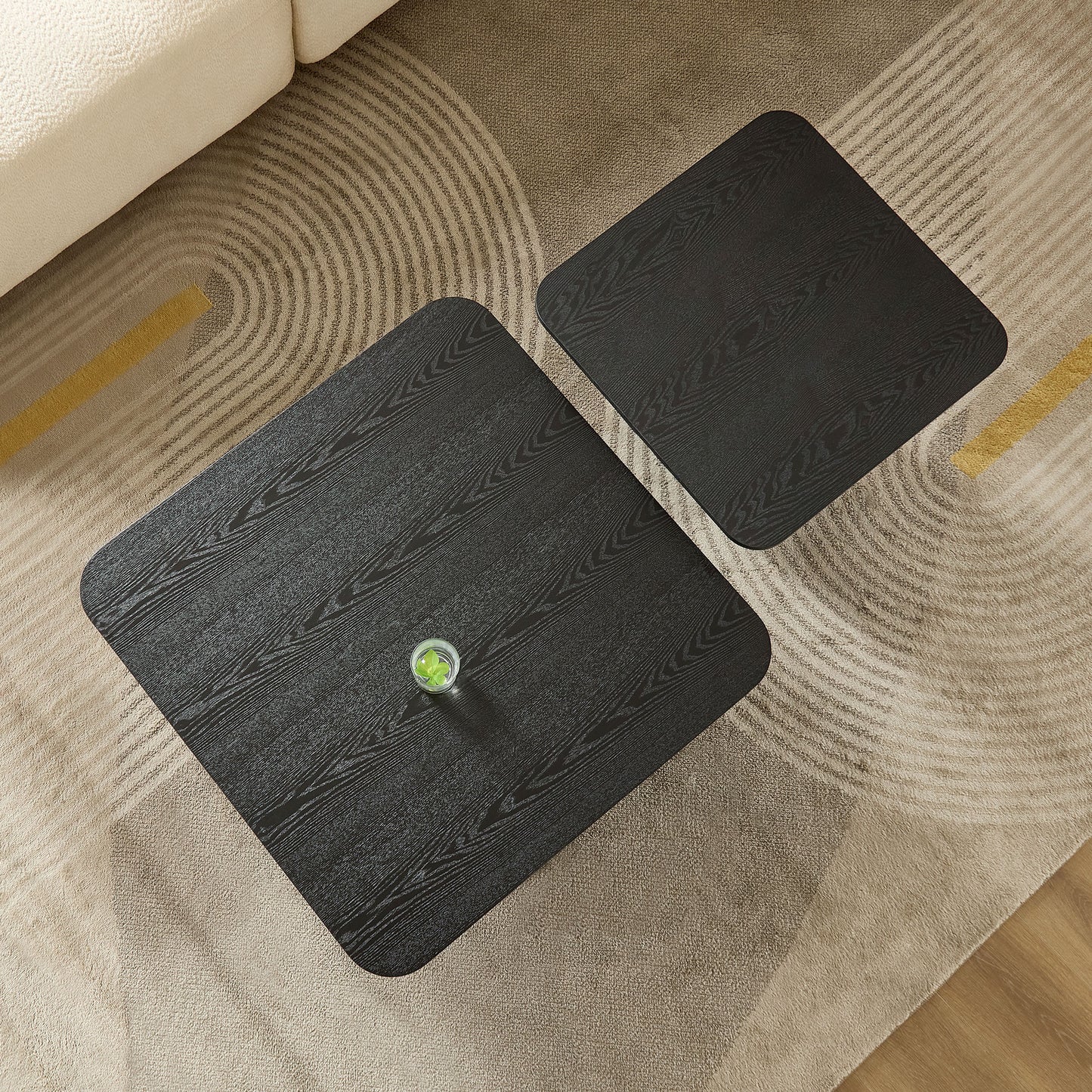 Nesting Square Coffee Table Set - Black, Mid-Century Design