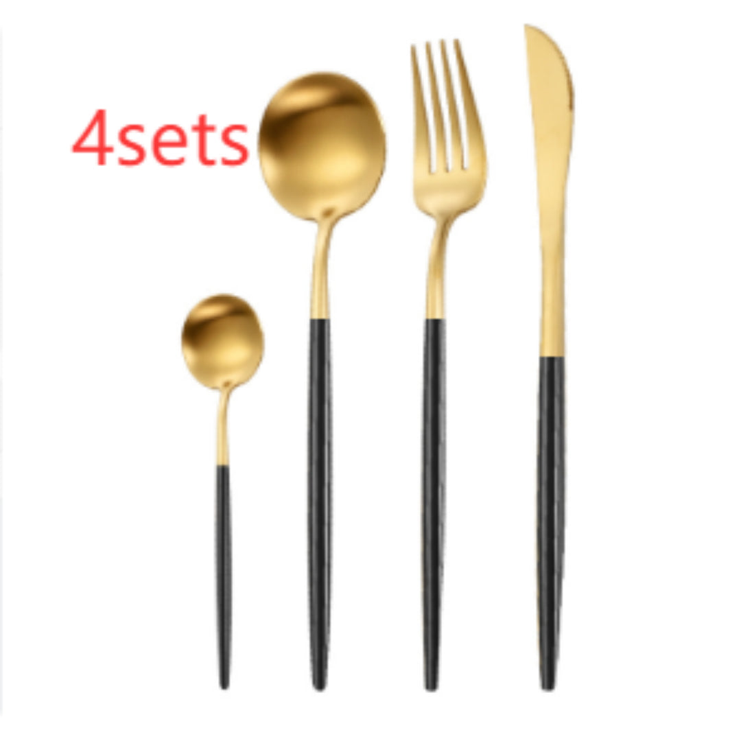 Stainless Steel Dinnerware Set - Thick Portuguese Cutlery, Silver Finish