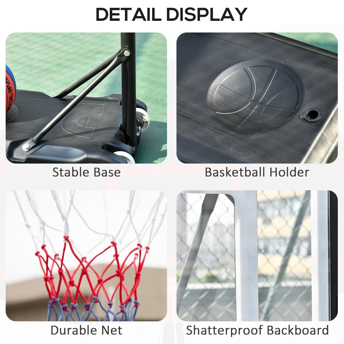 Portable Basketball Hoop with Adjustable Height - Indoor/Outdoor