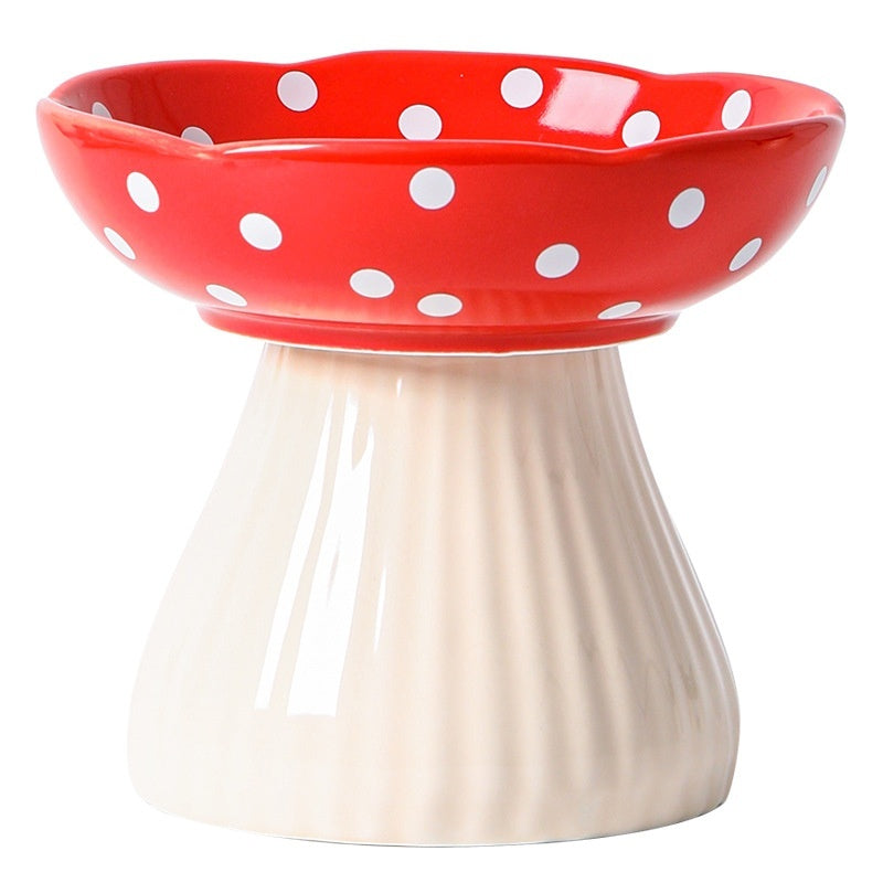 High Foot Ceramic Cat Food Bowls - Anti Roll Pet Tableware for Cats