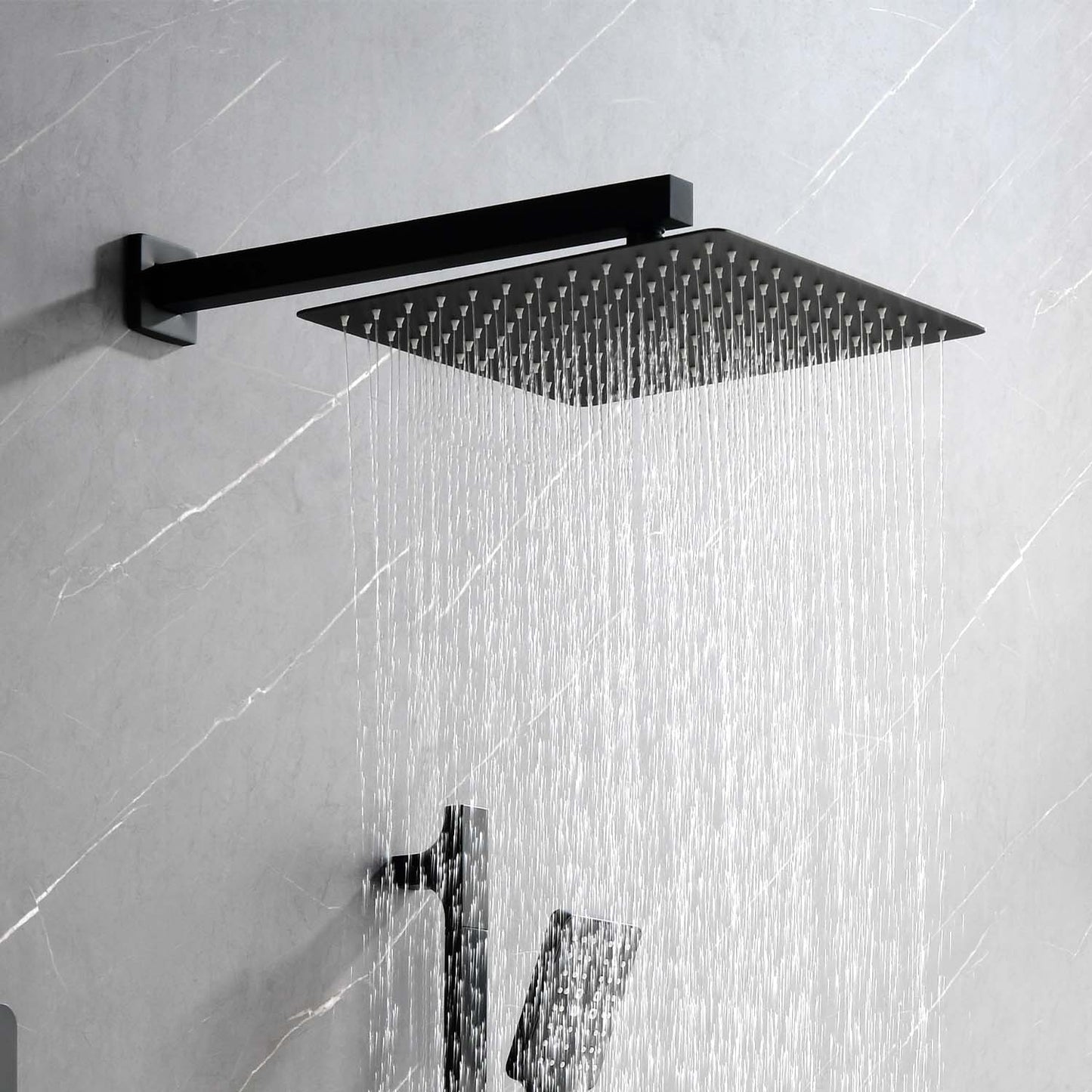 Wall-Mounted Shower System with Hand Shower & Bodysprays - Matte Black