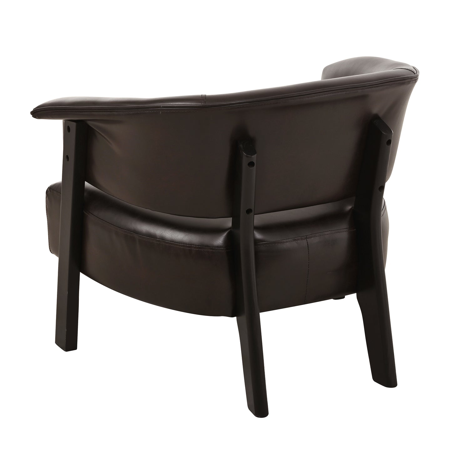 Faux Leather Wingback Accent Chair - Comfy Upholstered Armchair