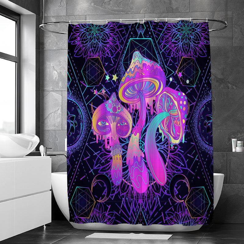 Magic Mushroom Moon Phase Waterproof Shower Curtain - Mildew Proof Bathroom Decor