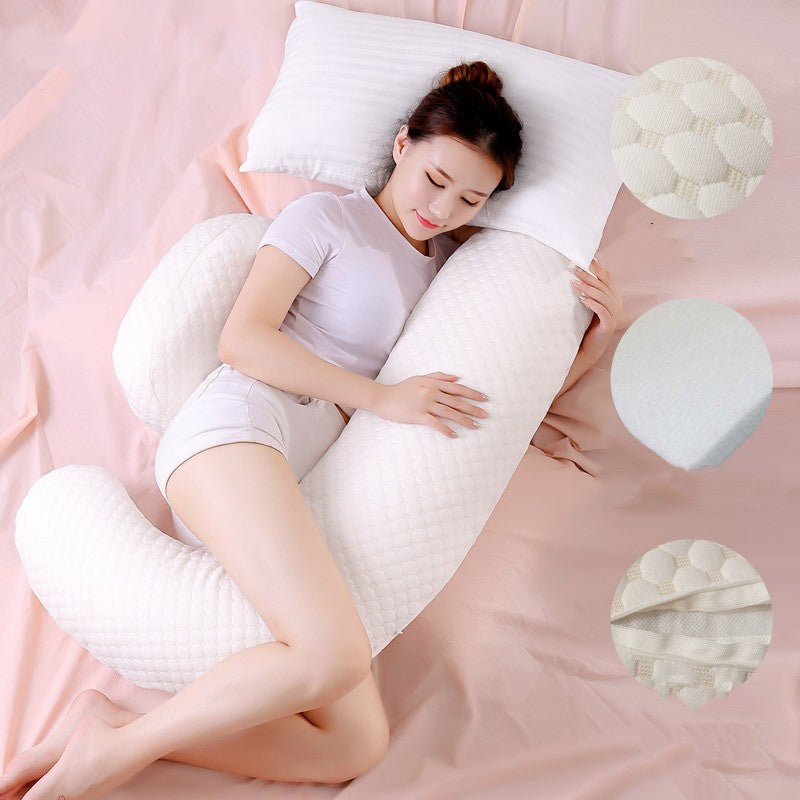 Pregnant Women's Multifunctional Side Sleeping Pillow with White Cover