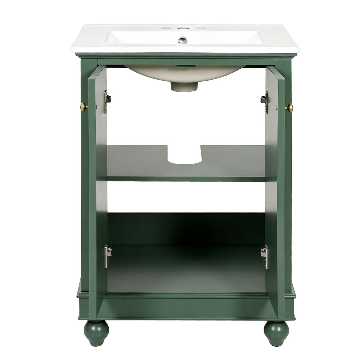 24 Inch Green Modern Bathroom Vanity Cabinet with Soft-Closing Storage