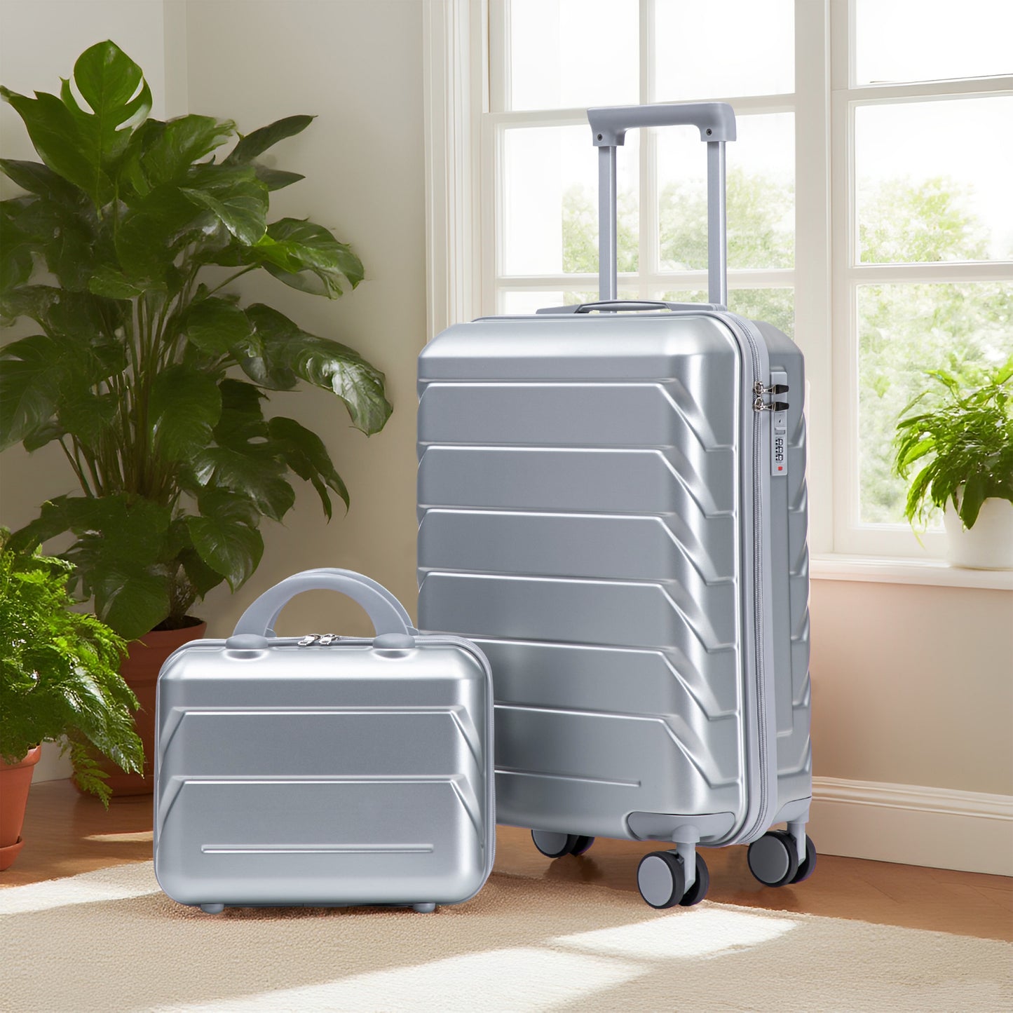 14 20 2 Pcs Set In ABS Spinner Wheel Luggage, With Combination
