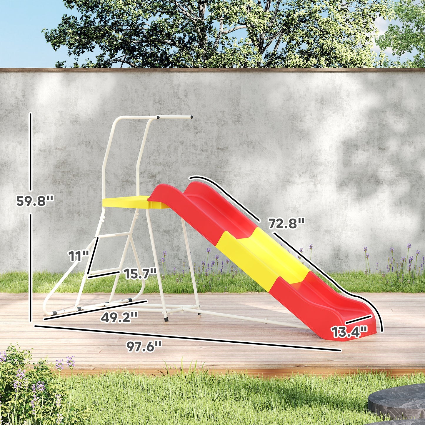 6ft Metal Slide for Kids - Freestanding Playground Equipment - Red