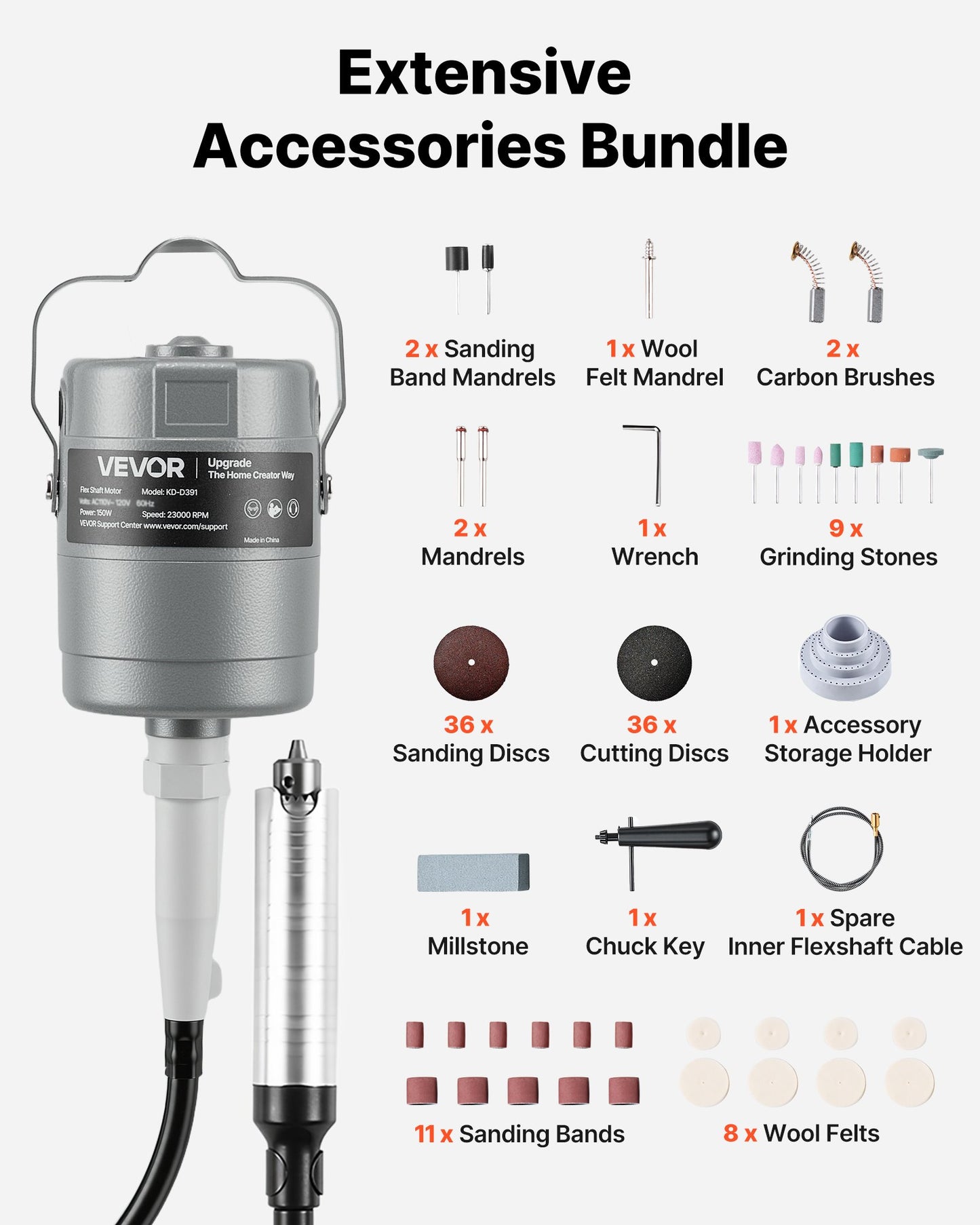 150W Flex Shaft Grinder Rotary Tool with 112 Accessories, Foot Pedal Control