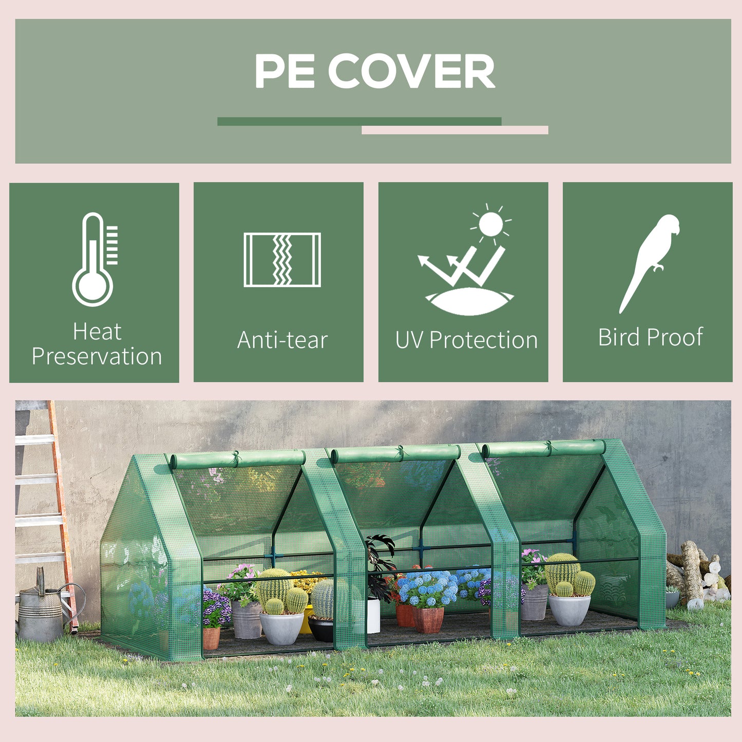 Portable Mini Greenhouse for Outdoor Garden - Green