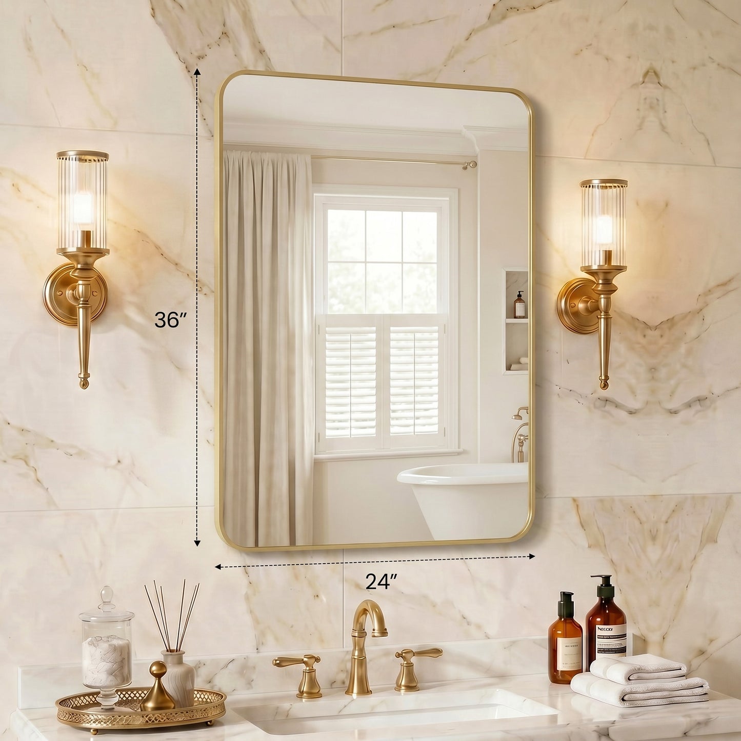 Rectangular Wall Mirror with Metal Frame - Multiple Sizes and Finishes
