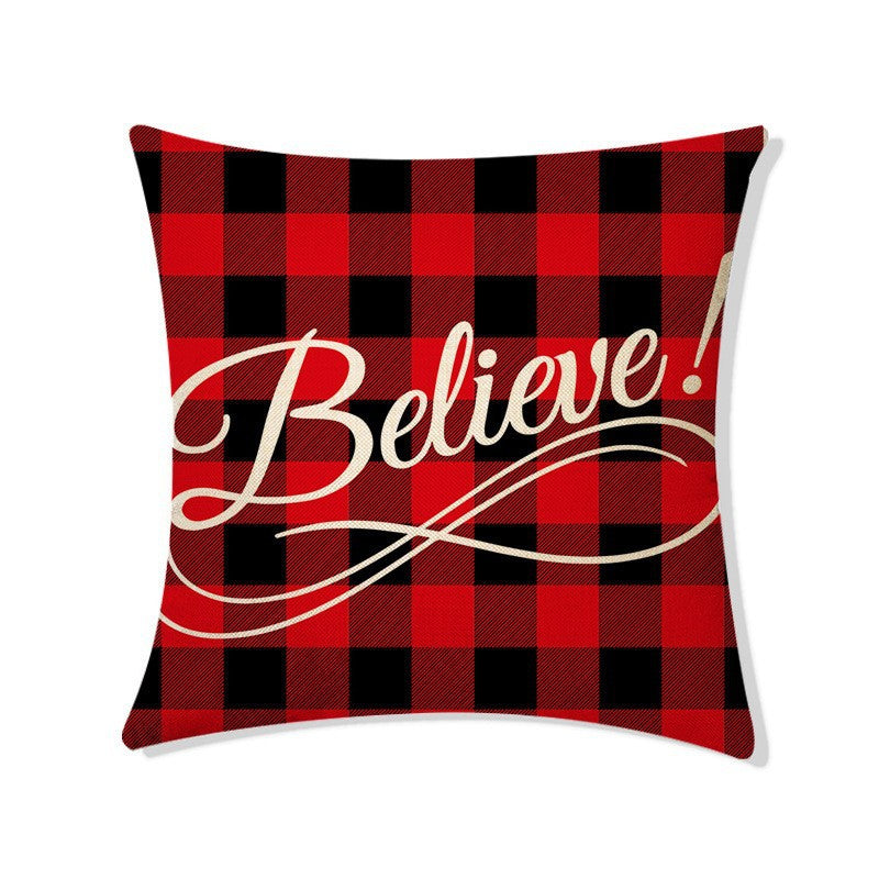 Christmas Linen Pillow Cover - Holiday Home Decor, 45x45cm, Nordic Style