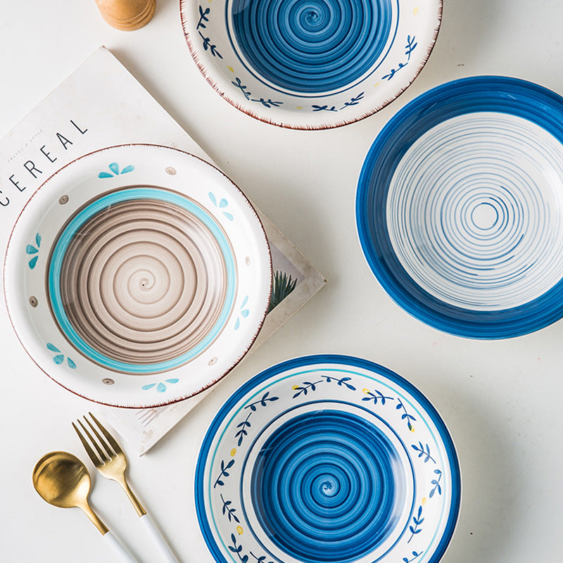 Japanese Style Ceramic Tableware Set - Hand Painted Underglaze Dinnerware