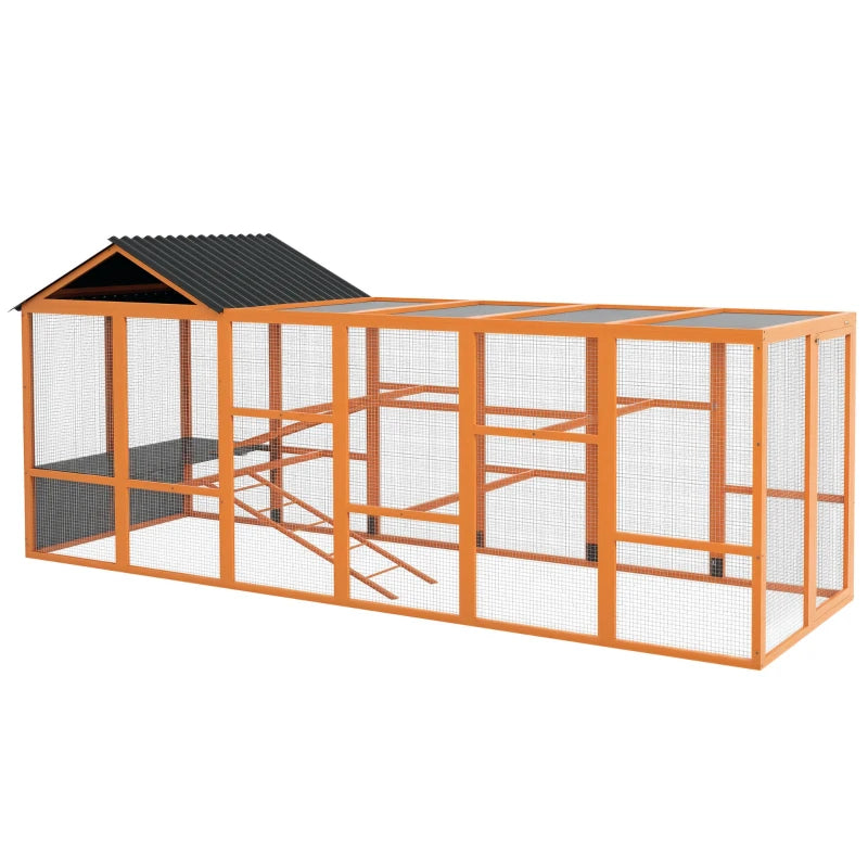 Wooden Chicken Coop Run for 6-10 Chickens with Storage & Perches