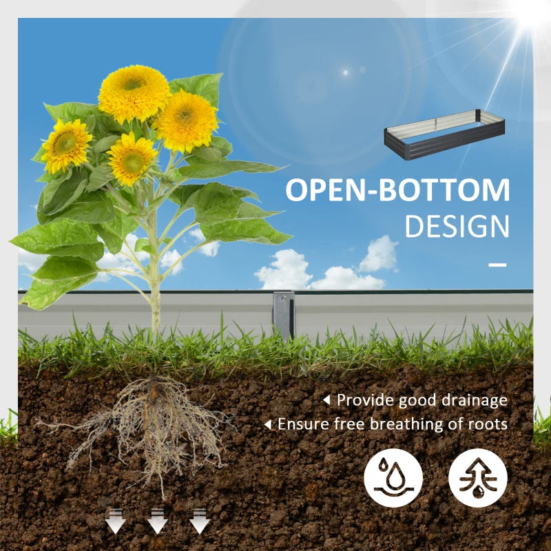 Galvanized Raised Garden Bed for Vegetables Flowers Herbs 95" L Gray
