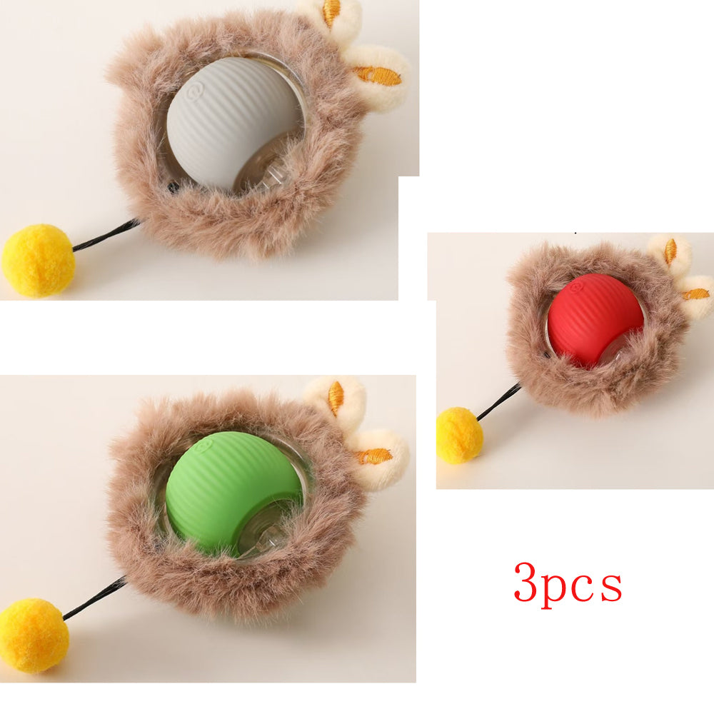 Interactive Cat Chase Toy Ball with Lights and Self-Rotation – Durable Silicone, Multiple Modes