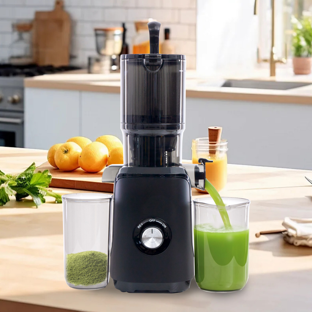 Cold Press Juicer with Wide Feeding Trough - Black