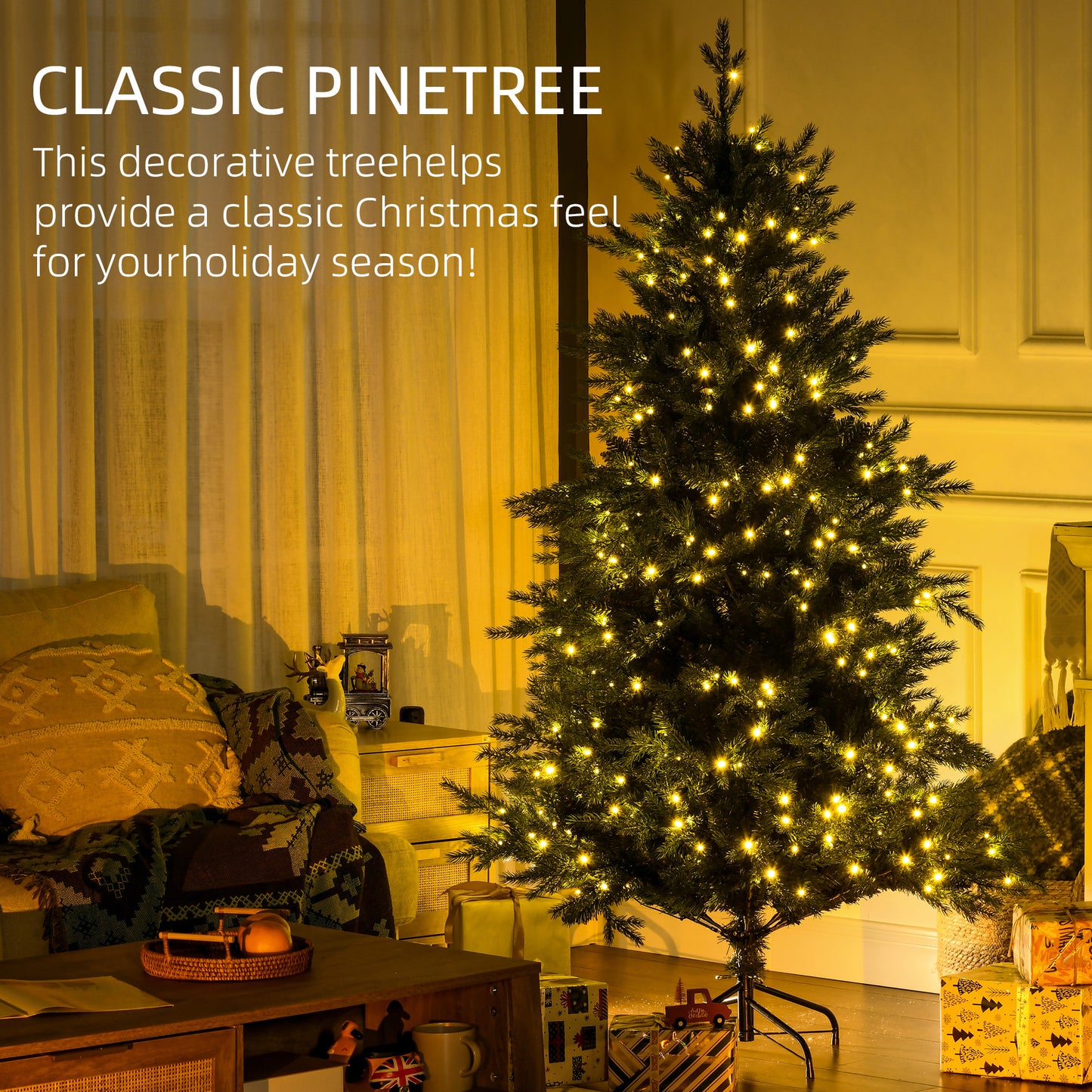 6ft Prelit Artificial Christmas Tree with Warm White LED Lights