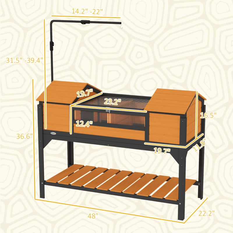 Pet Tortoise Enclosure with Adjustable Lamp Holder and Storage Shelf - Wooden Habitat for Reptiles