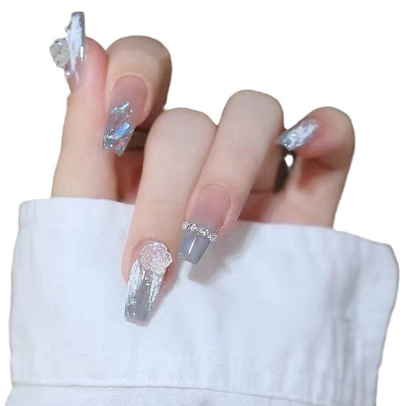 Women's Nail Art Kit with Detachable Color Variants - Spicy White Armor Design