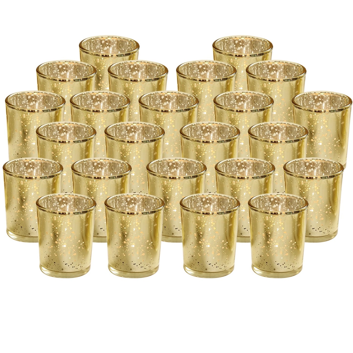 24Pcs Gold Mercury Glass Votive Candle Holders Set