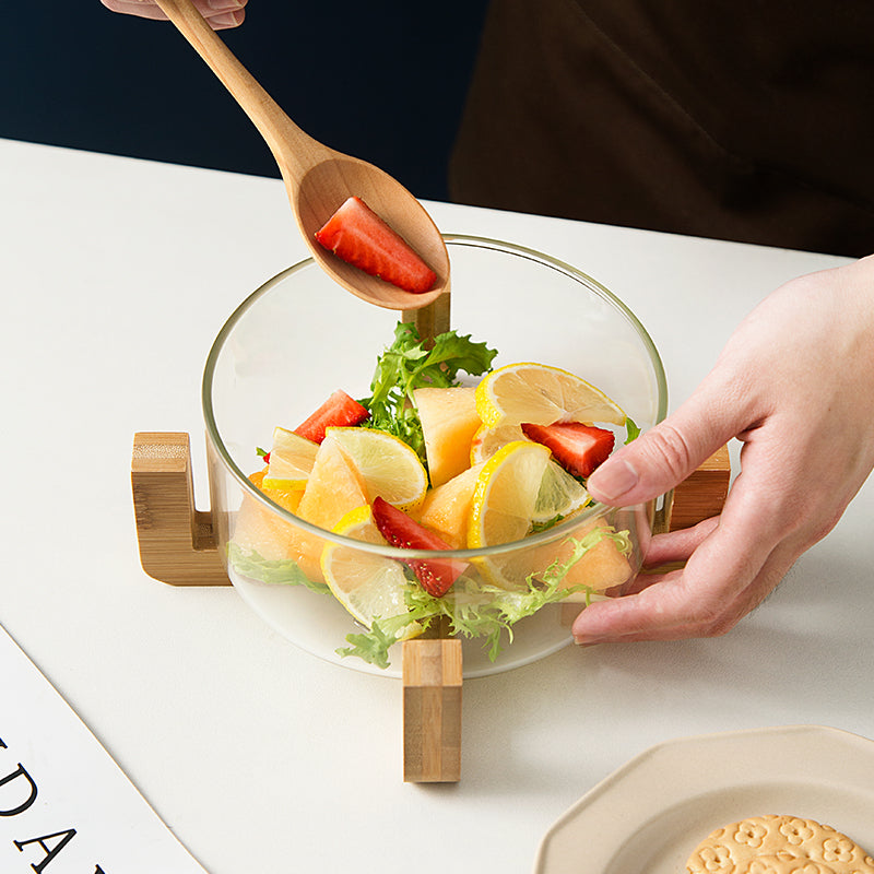 Glass Salad Bowl Large & Small Sizes - Durable Tableware for Fresh Salads