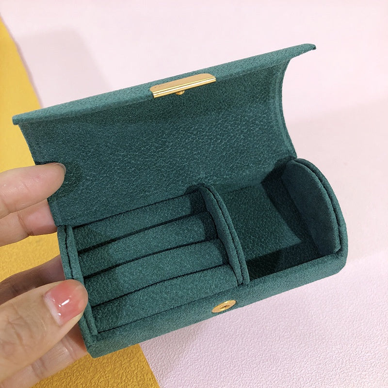 Portable Jewelry Box with Velvet Interior for Rings and Earrings