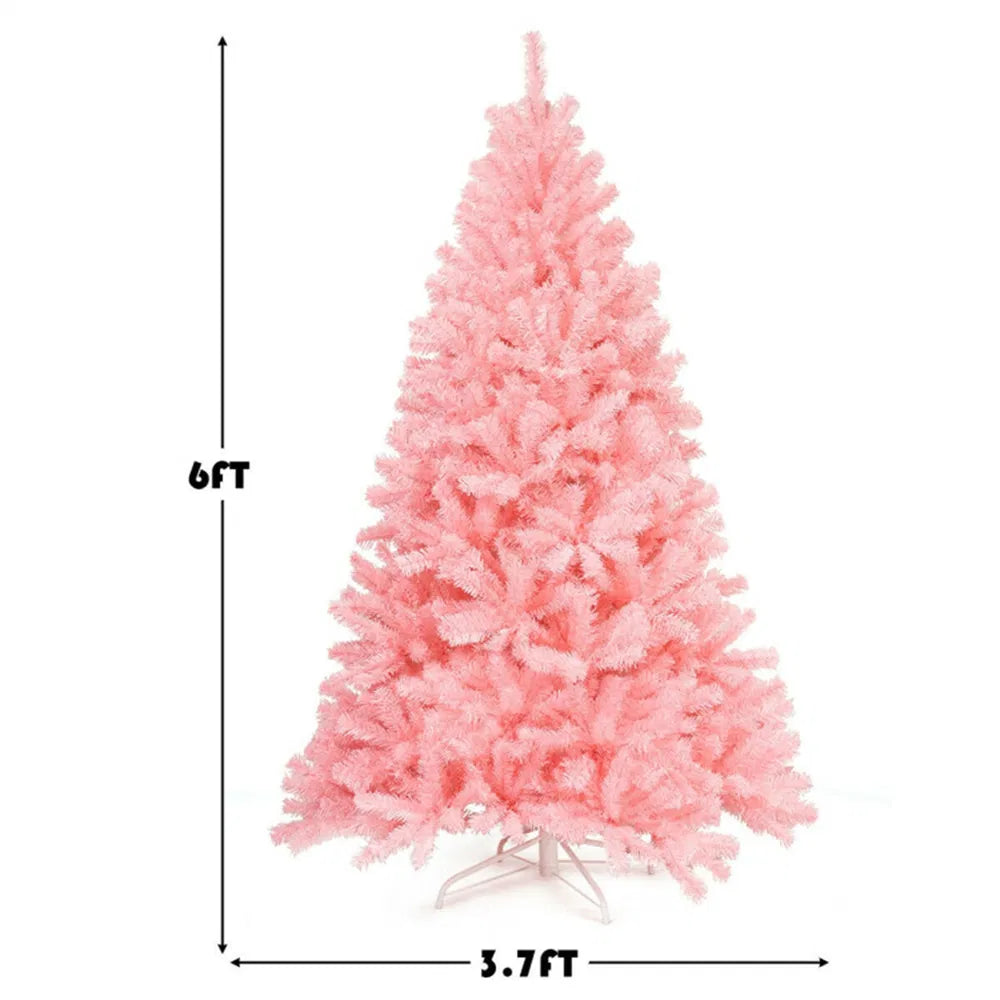 6ft Pink Christmas Tree - 1036 Branch Tips for Festive Ambiance