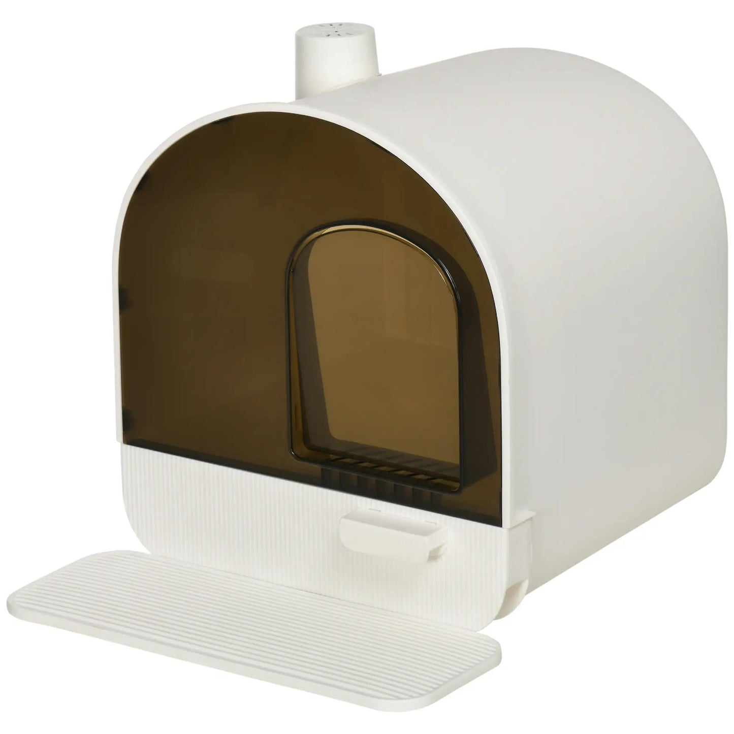 Cat Litter Box with Lid, Scoop & Filter - White