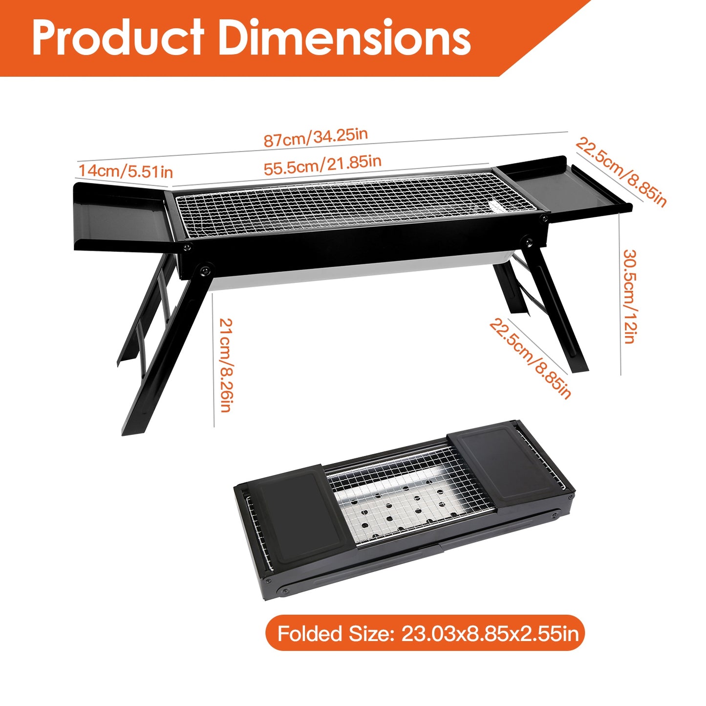 Portable Foldable Charcoal BBQ Grill - Tabletop for Camping
