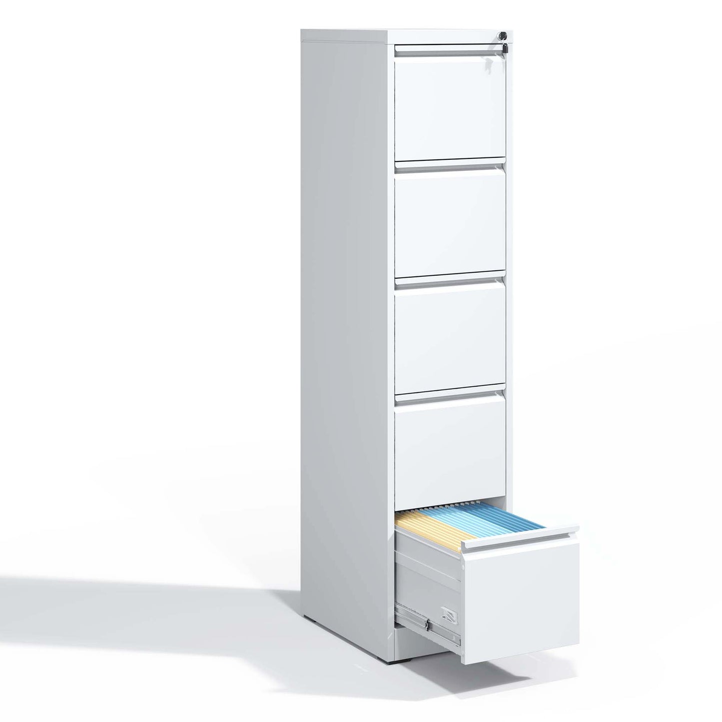 5 Drawer Metal Vertical File Cabinet With Lock Office Home Steel For