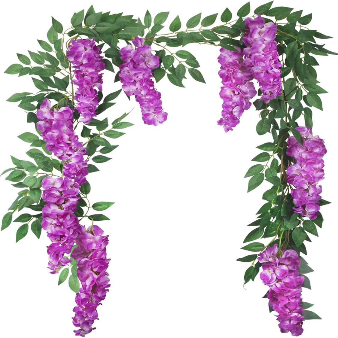 6.56FT Artificial Wisteria Vine Garland - Purplish Silk Flowers