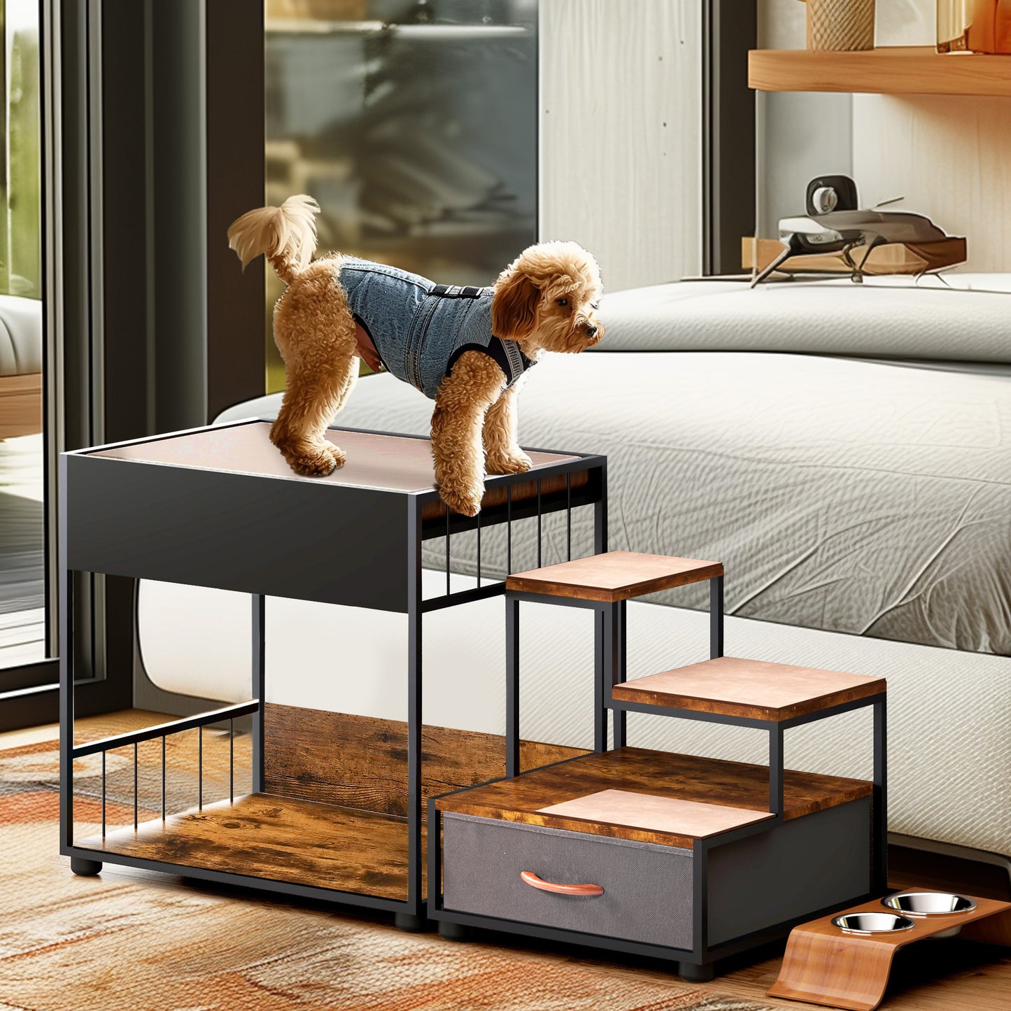 Pet Step Window Perch,Bunk Beds Perch For Dogs Bedside Lounge