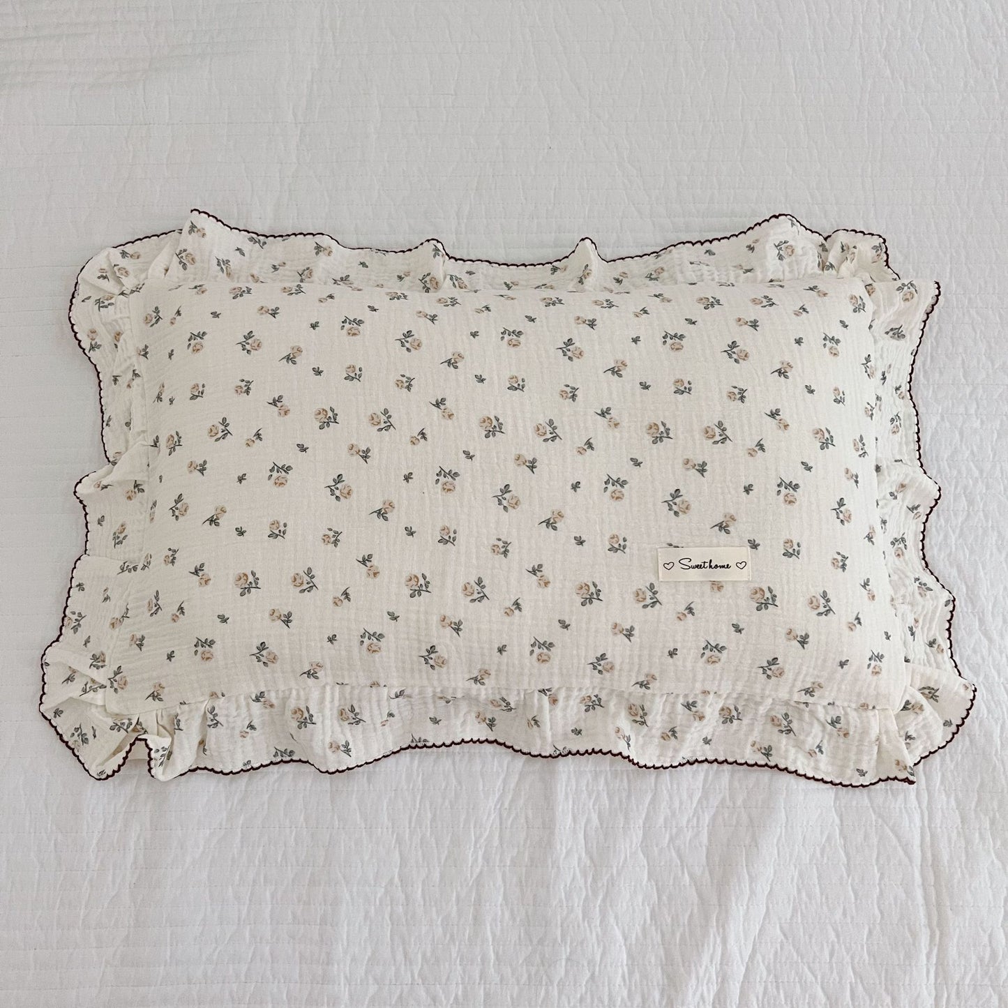 Korean Floral Cotton Gauze Pillowcase - Soft Home Bedding