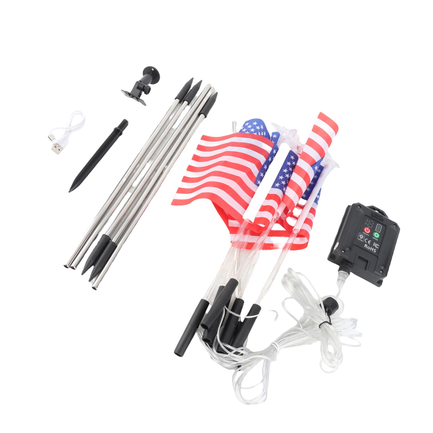 Solar American Flag Lights - 8 Modes for Independence Day Decor