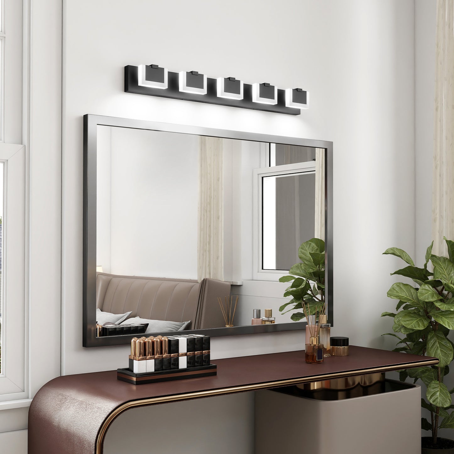 Modern Black LED Vanity Light Fixture - Up and Down Design