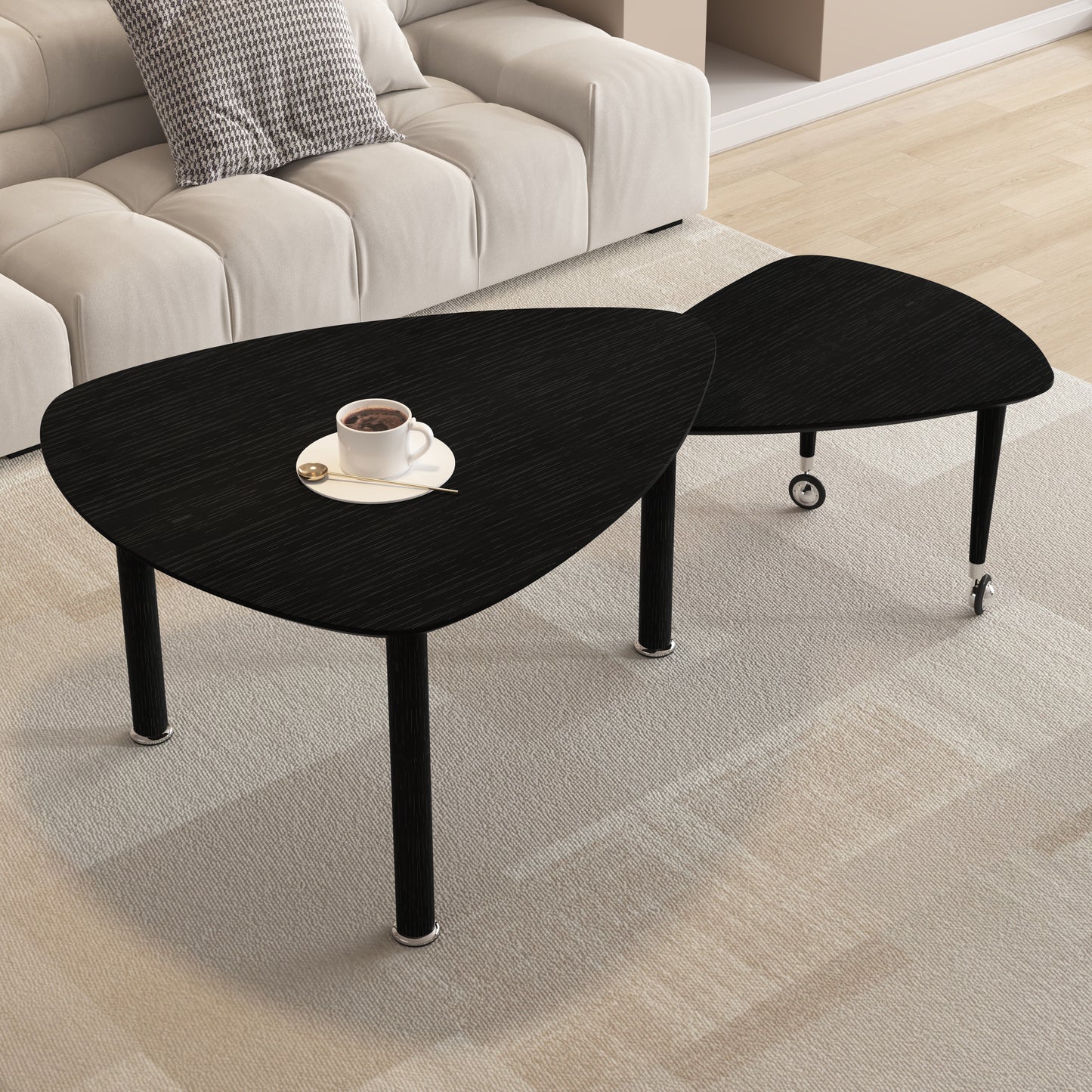 360 Degree Rotatable Modern Coffee Table For Living Room, Solid Wood