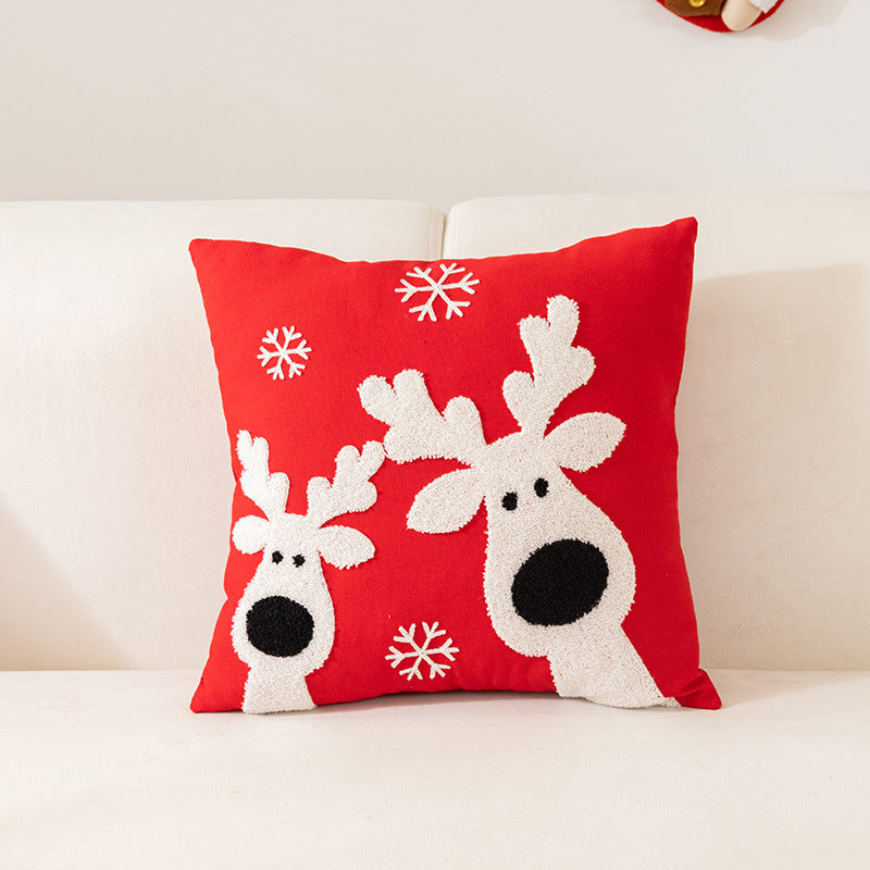 Christmas Embroidery Pillow Cover Holiday Home Decor 45x45cm