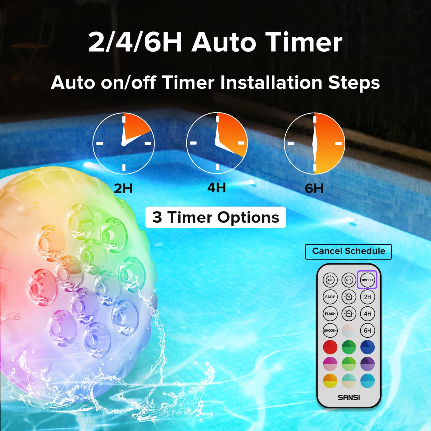 Waterproof RGB Pool Light Set - Rechargeable Outdoor LED Lamp for Swimming Pool Pond & Spa