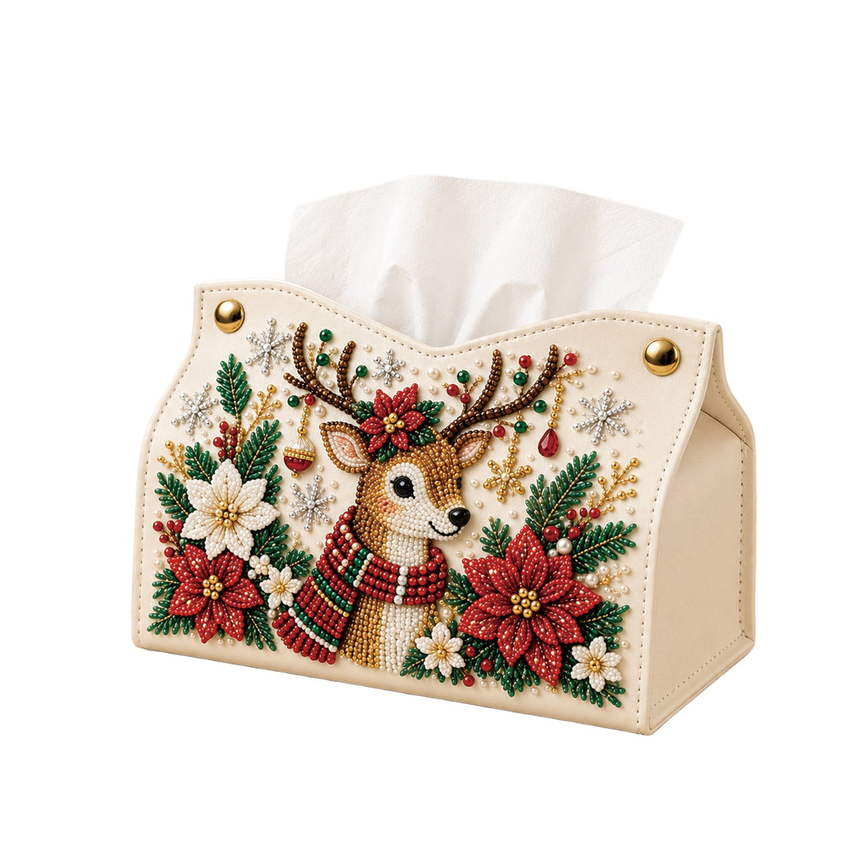 3D Diamond Christmas Tissue Box PU Leather Home Decor