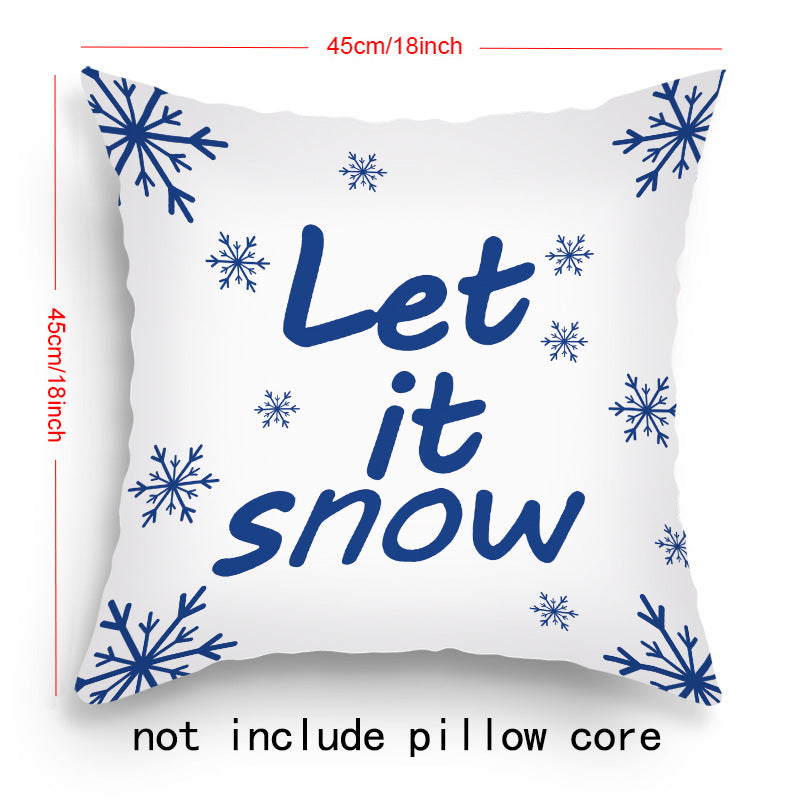 Holiday Cartoon Santa Claus Elk Pillow Cover 45x45cm Sofa Cushion Decor