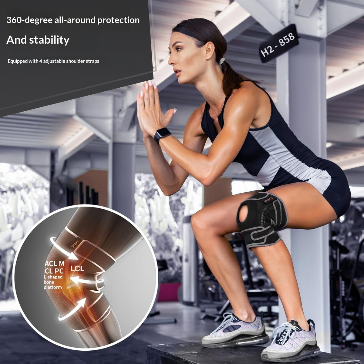 Compression Knee Brace with Patellar Shock-Absorbing Pad for Sports Protection