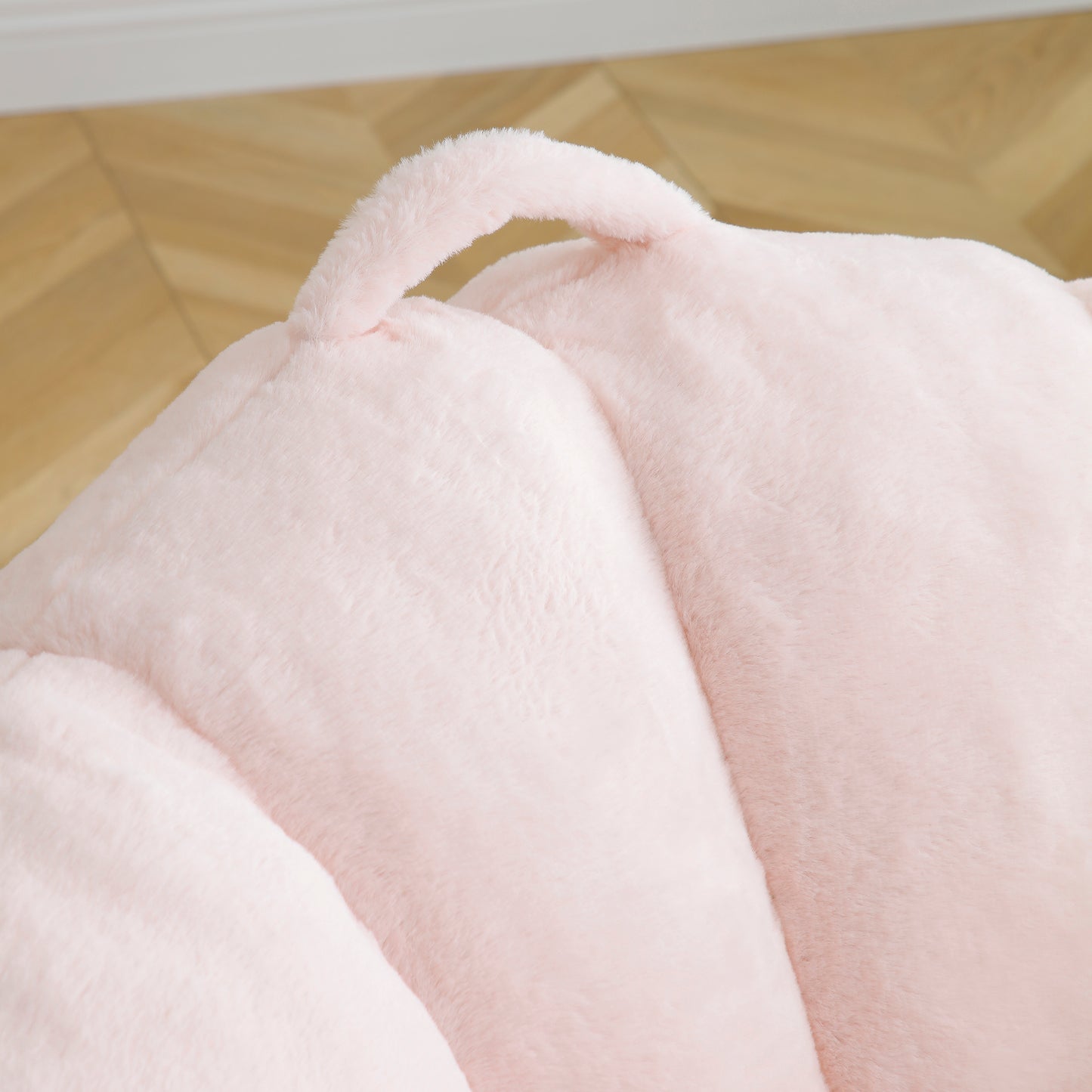 Oversized Faux Fur Bean Bag Chair with Footstool - Pink