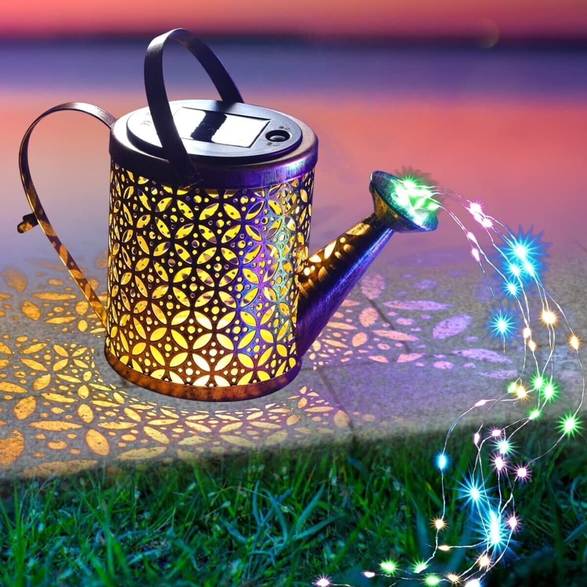 Solar Watering Can Garden Lights - Outdoor Pathway Lawn Decor, 2-Pack