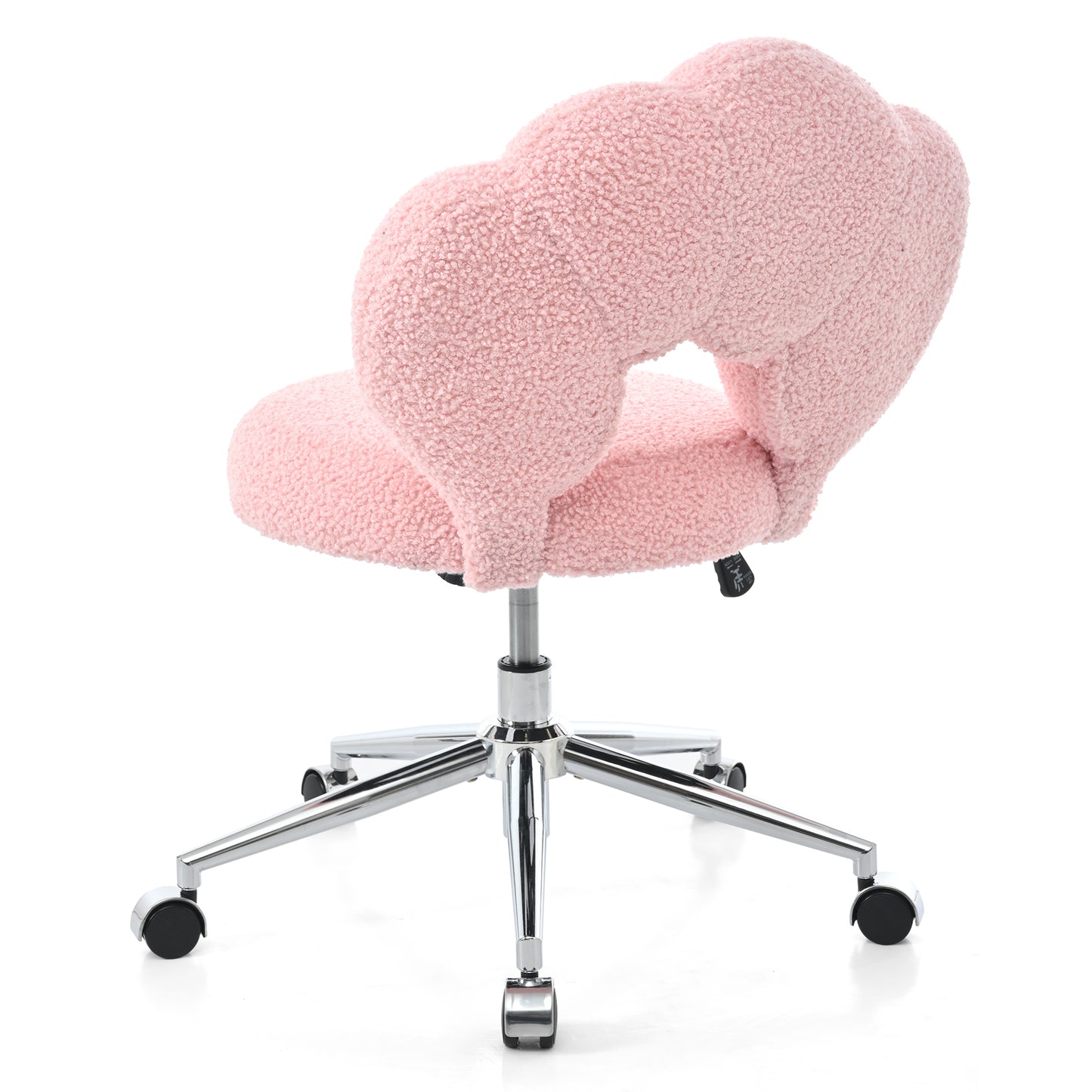 360° Swivel Height Adjustable Pink Teddy Fabric Office Chair